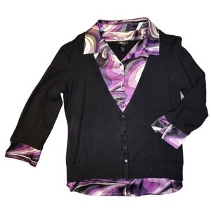 Style & Co layered top Lg black pink women's